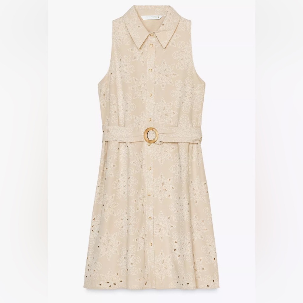 Beige Sleeveless Summer Dress